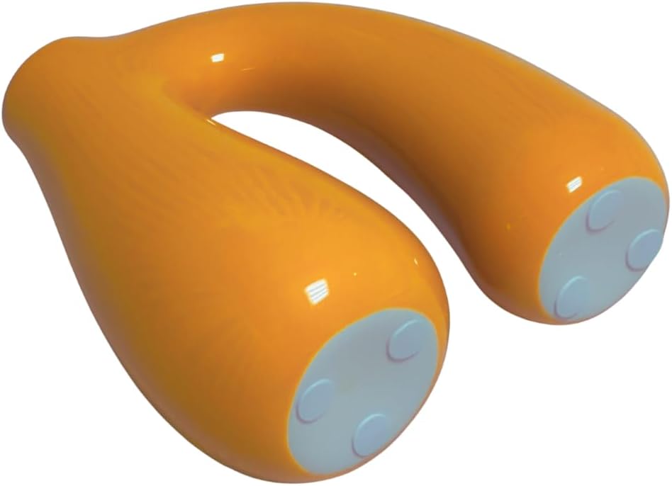 Yellow Ceramic Vase – Glossy Modern Sculptural Décor, Arch Handle Artistic Design, Bright Accent for Living Room, Shelf, or Table (7.5 in, Holds Water)