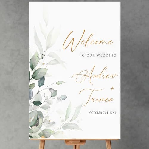 Generic Personalized Wedding Welcome Sign, 18x27 inches, Plastic, Modern Style, Landscape Orientation, Wedding Keepsake