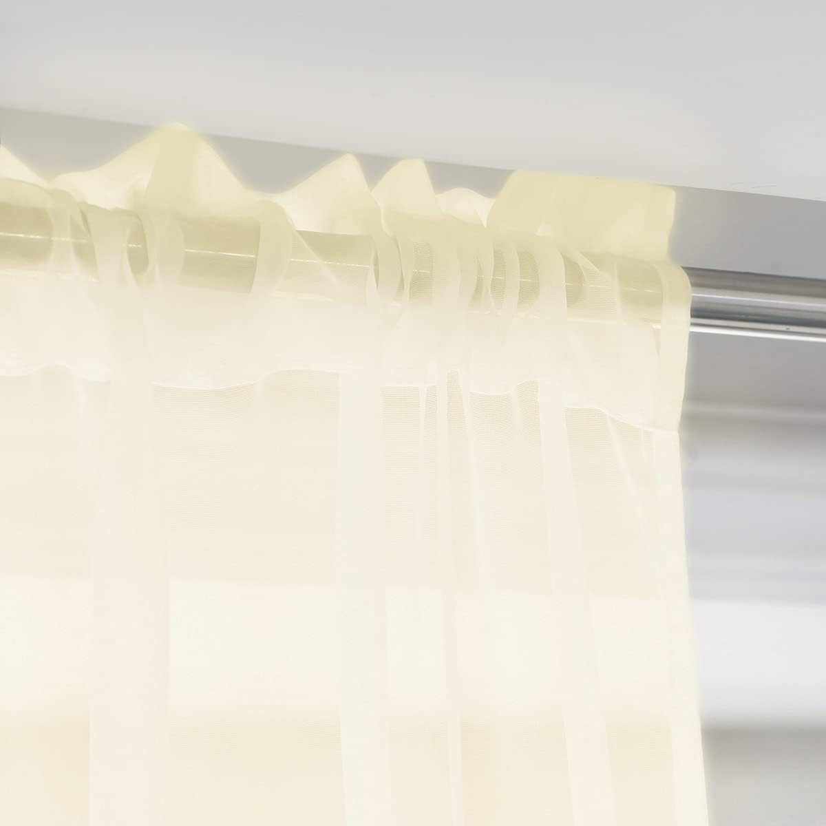 Window Light Yellow Sheer Curtains 48 Inches Width 63 Inches Long 2 Panels Sheer Curtain Clear Curtains Basic Rod Pocket Panel for Home Living Room Bedroom Kids Room Yard Patio Parlor Sliding