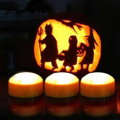 LED Pumpkin Lights with Remote and Timer, Battery Operated Bright Flickering Flameless Candles for Pumpkin Decor, Jack-O-Lantern Halloween Party Decorations,Orange Color, 3 Pack