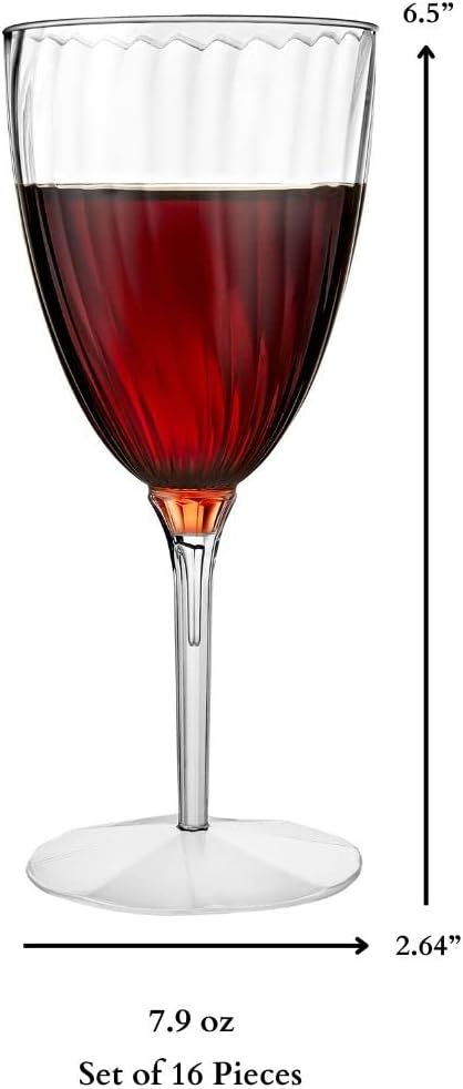 Lillian Tablesettings Premium 16 Count Wine Glasses 8 oz. Clear Hard Plastic 1-Piece Disposable Cups