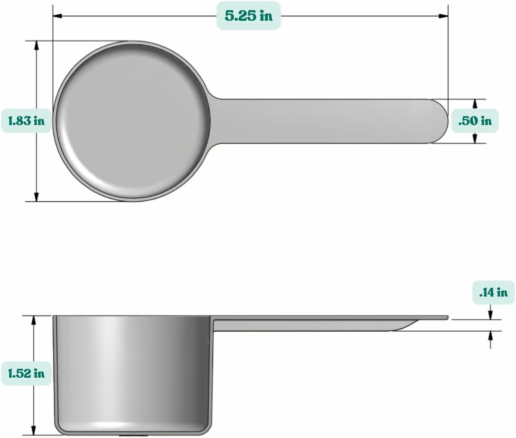 55 mL (55 CC | 1.86 Oz.) Long Handle Scoop for Measuring Coffee, Pet Food, Grains, Protein, Spices and Other Dry Goods (Pack of 1)