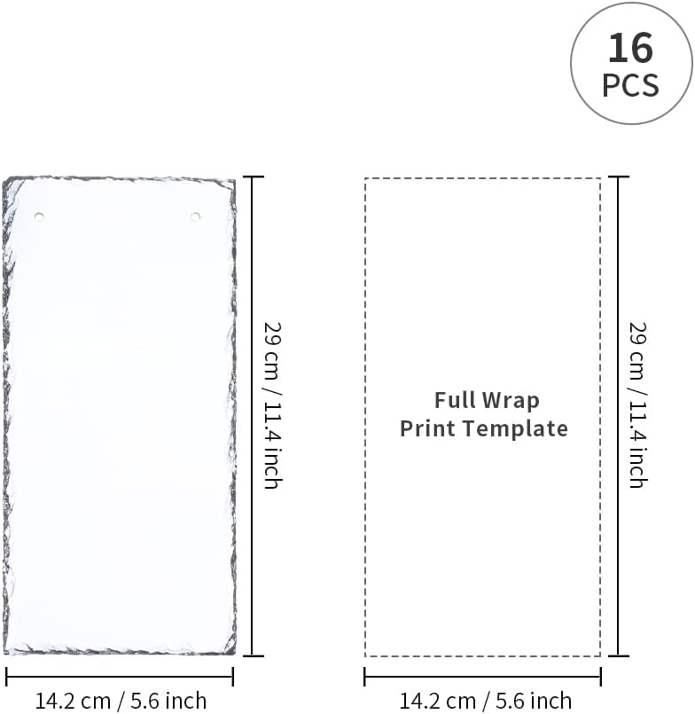 PYD Life 16 Pack Sublimation Hanging Photo Slates Rock Blanks 5.6" x 11.4" Bulk Stone Frames Wall Hanger with Rope for Home Decor, for Heat Press Transfer Printing