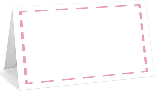 25 Pack Pink Lines Border Place Cards, Editable Name Cards for Table Setting, Tent Cards Food Label for Dinner Party, Bridal Shower, Wedding, Baby Shower and Events -T40