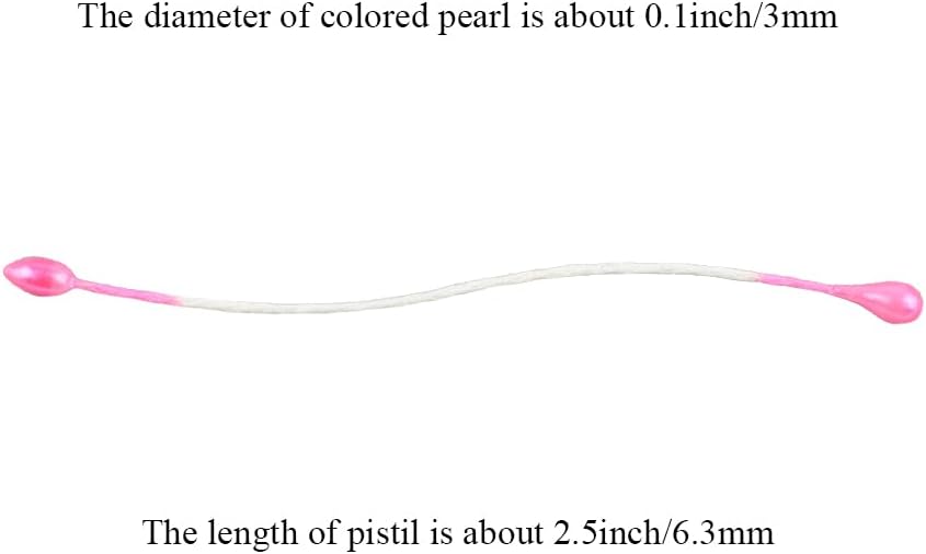 HAHIYO 700Pcs 3mm Dark Pink Pearl Double Head Flower Stamen Pistil - Handmade Artificial Pearlized Floral Pollen for Flower Making, Scrapbook Decoration