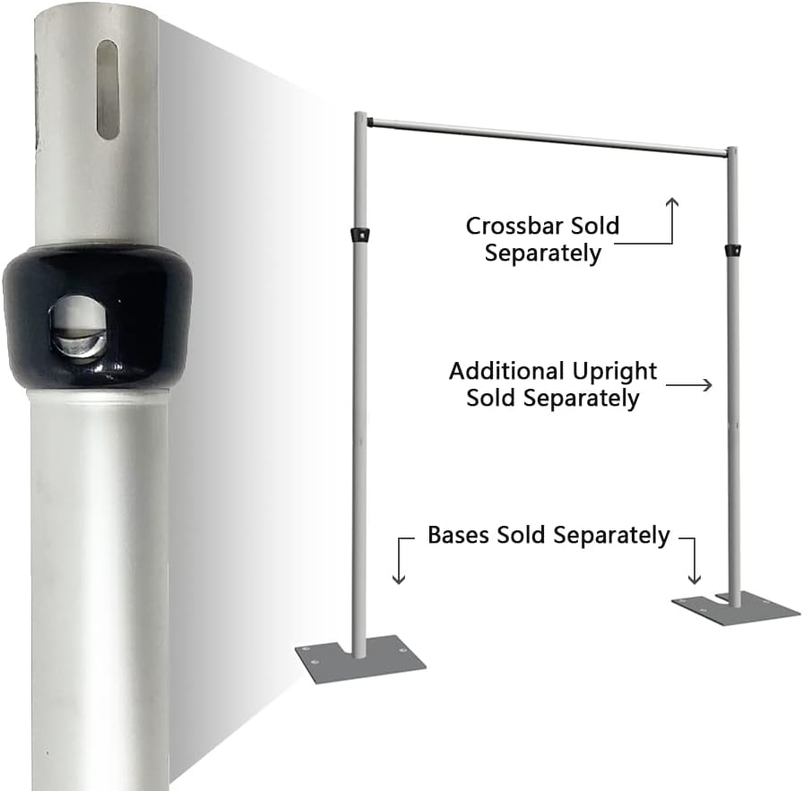 Portable Pipe and Drape Heavy Duty Backdrop Stand, ADJ Metal Frame and Heavy Metal Base for Wedding, Birthday Party, Photography Backdrop(1*ADJ UprightPole 6-10FT)