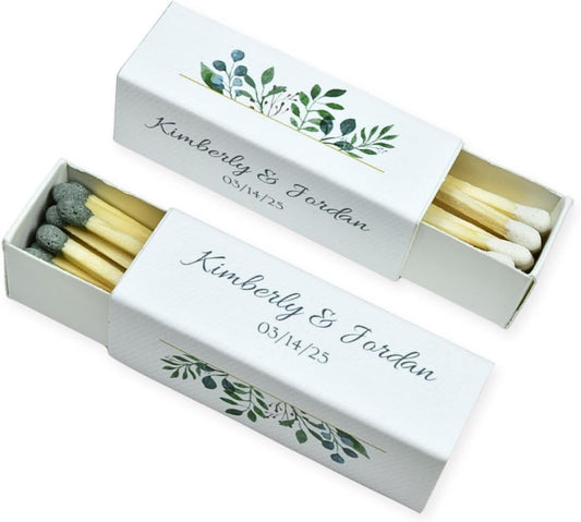 Custom Matchboxes - Set of 10 - Personalized - 2" Inch Long - Colorful Matchsticks - Weddings – Wedding Favor - Matchboxes, Custom Matchbox (2" Matchsticks, Wedding Design #5)