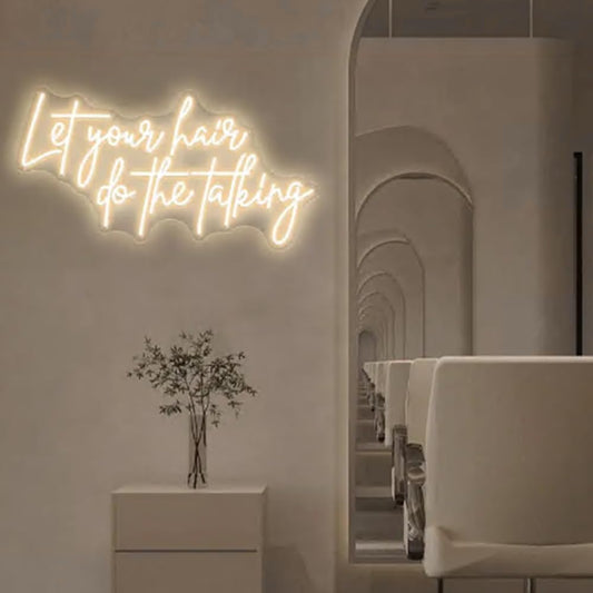 Let your hair do the Talking Neon Sign, Hair Salon Neon Beauty Room Decor, Beauty Salon Wall Sign Size:20 x 11inches
