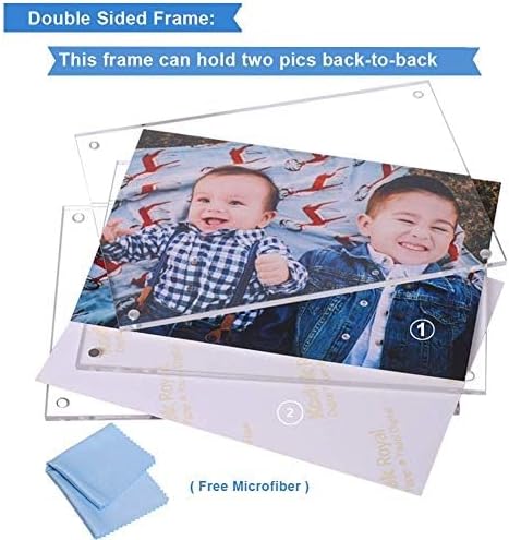 1Pack Acrylic Picture Frame,5x7 Clear Double Sided Photo Frame,Magnetic Photo Frames Desktop Display Family Baby Friends or Pet Dog Picture with Support Stand and Gift Boxes
