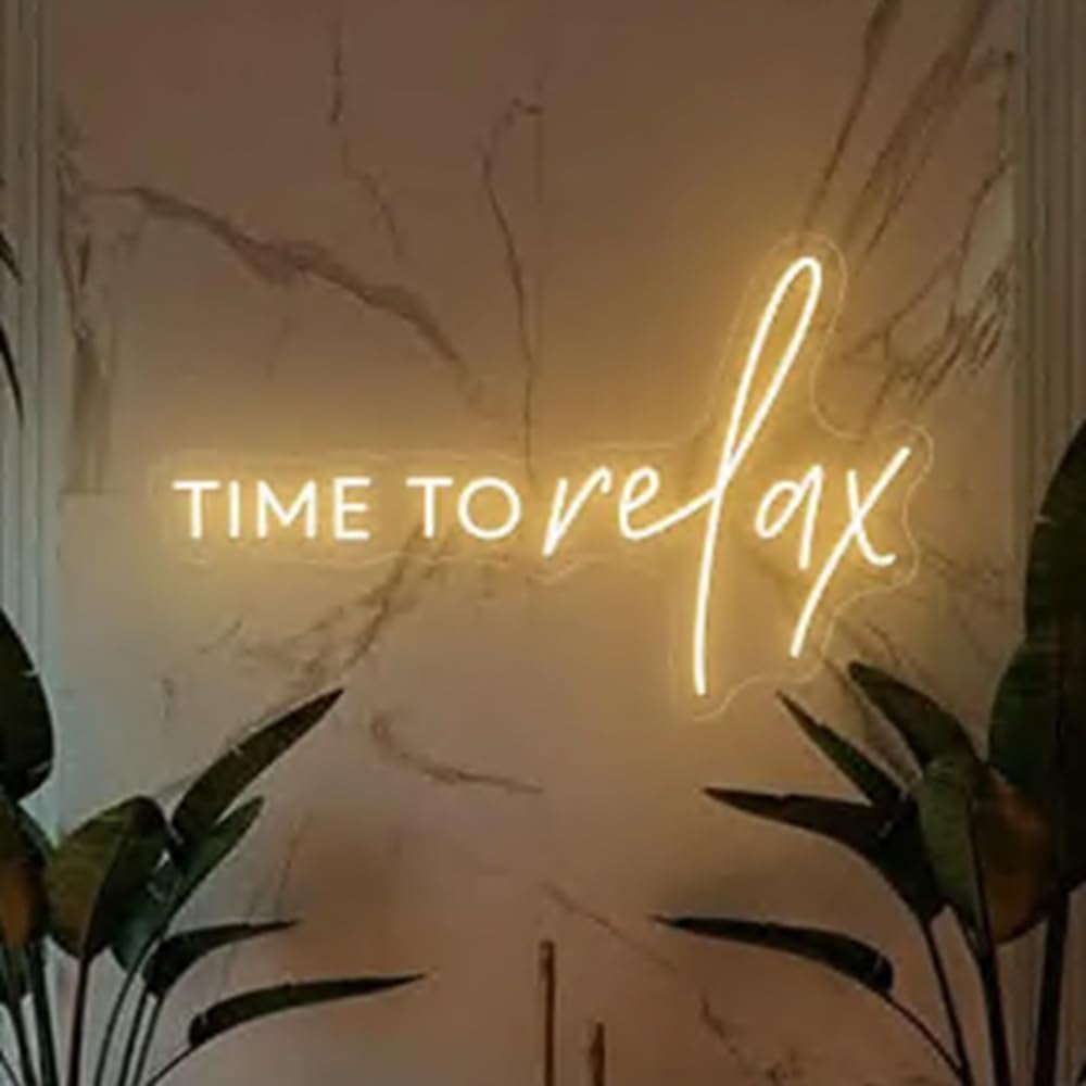 Time To Relax Neon Sign, Custom Bathroom Decor LED Neon Light Bedroom Beauty Salon Spa Shop Manicure Bar Home Wall Decor Foot Care Wall Art USB Size:17X10inches