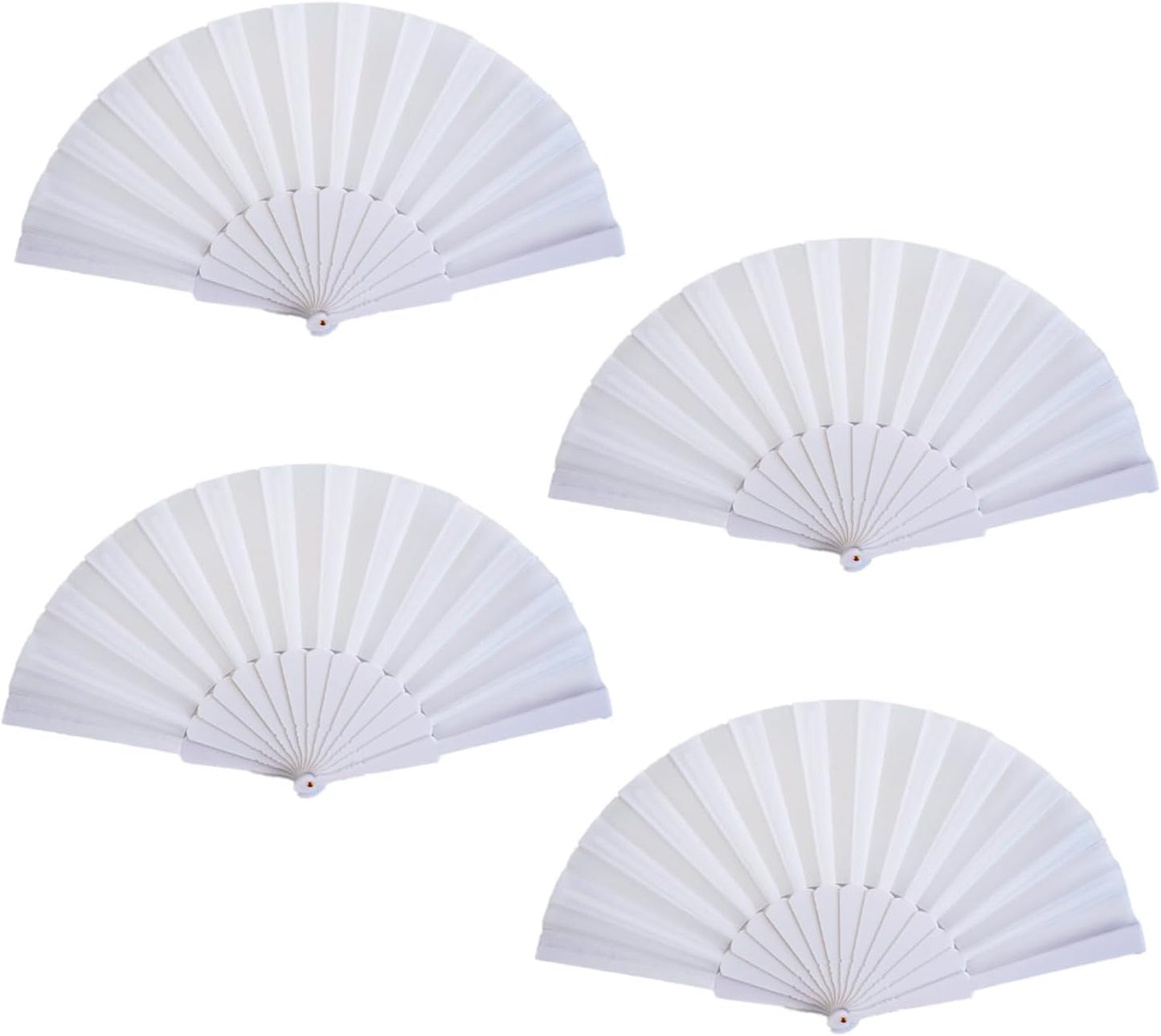 HUNANBANG Product Image 4 Pieces Folding Hand Fans Church Wedding Gift, Party Favors, DIY Decoration Gift Size9 Wholesale (Wht 4pack)