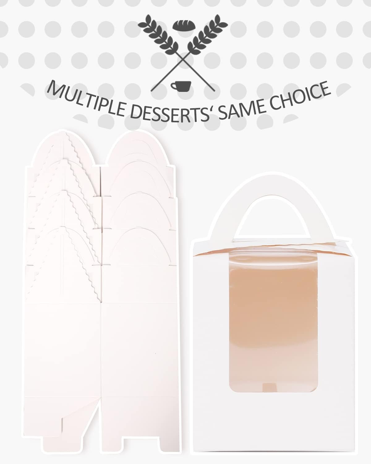 qiqee 100Packs Cupcake Boxes Individual Cupcake Holders Disposable White Single Cupcake Boxes with Window 3.7 * 3.7 * 4.5inch Cupcake Containers