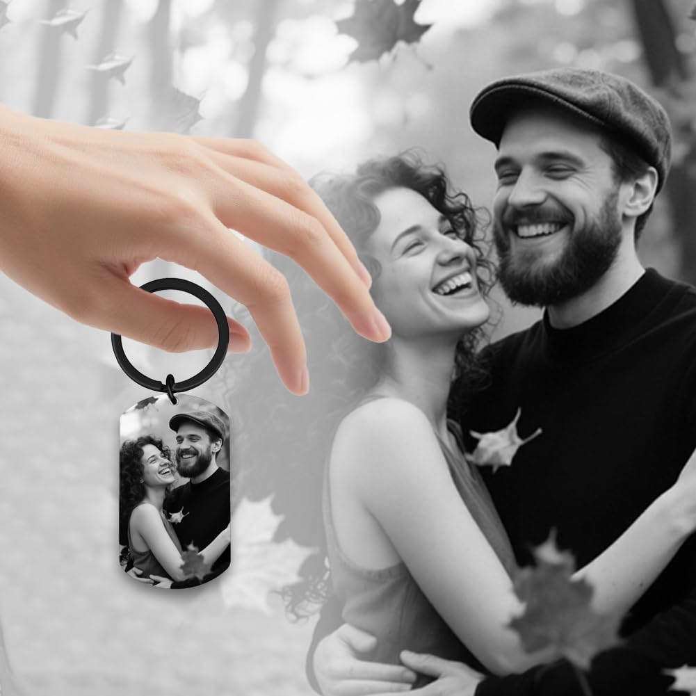 Personalised Keyring with Custom Photo & Text - Gift for Mum, Dad, Him, Her, Grandparents, Family