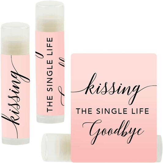 Andaz Press Blush Pink Rose Elegant Bridal Shower Engagement Party, Lip Balm Chapstick Favors, Kissing The Single Life Goodbye, 12-Pack, Bridal Shower Bachelorette Party Favors Bachelorette Chapstick