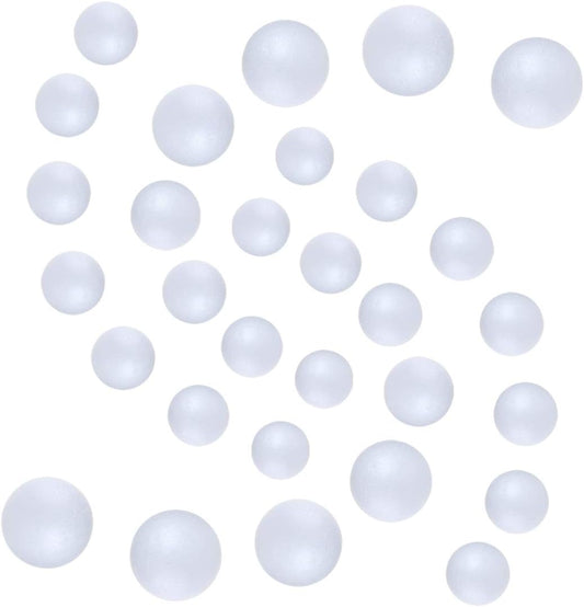 121 PCS 7 Sizes White Foam Balls Polystyrene Craft Balls for Art and Craft, Household, School Projects and Christmas Easter Painting Activity .8’’, 1’’, 1.2’’, 1.6’’, 2’’ Inches