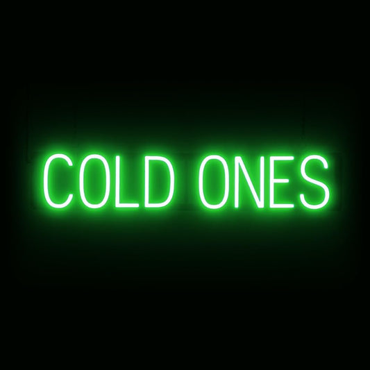 SpellBrite COLD ONES Sign | Beer-Related Sign with Neon Look, Green LED Light Source | 33.5" x 6.3"