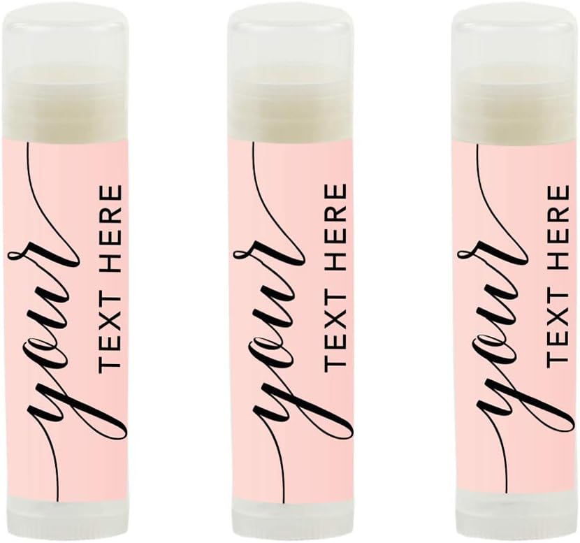 Andaz Press Personalized Blush Pink Rose Elegant Party, Lip Balm, Your Text Here, 12-Pack, Custom Party Favors Personalized Lip Balm Bulk Custom Lip Balm Stickers Labels Bachelorette Chapstick