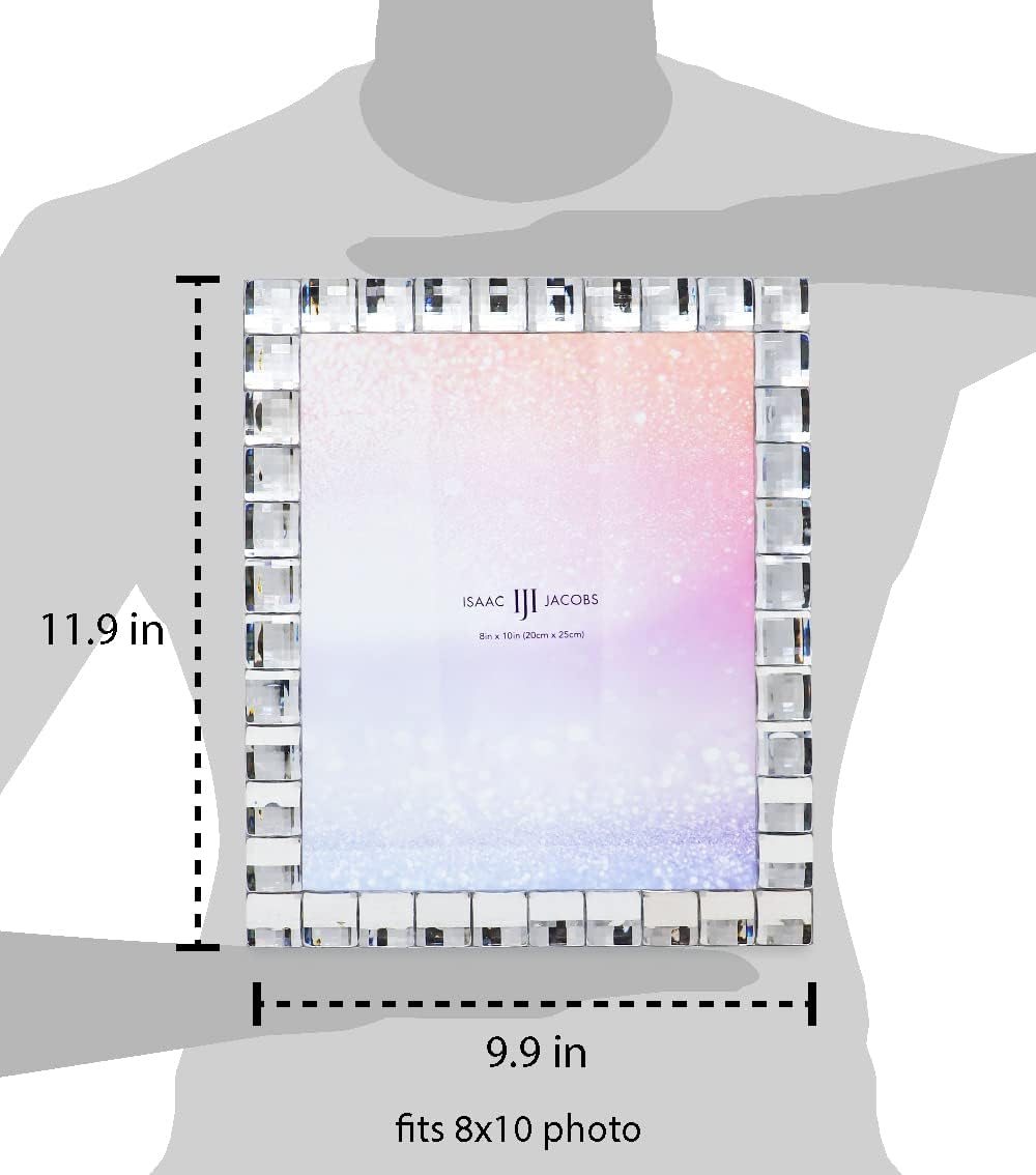 Isaac Jacobs Decorative Sparkling Jewel Picture Frame, Photo Display & Home Décor (8x10, Clear)