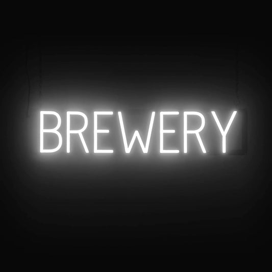 SpellBrite BREWERY Sign | Beer-Related Sign with Neon Look, White LED Light Source | 29.1" x 6.3"