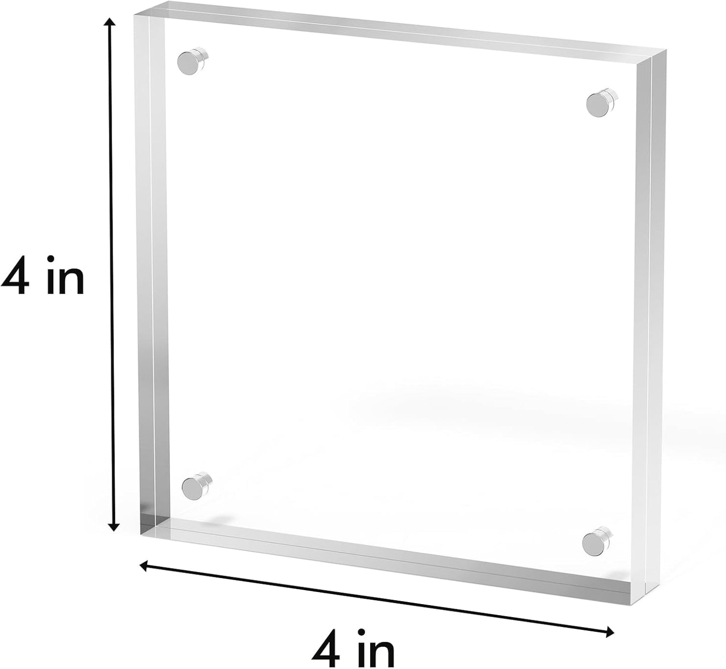 4x4 Acrylic Picture Frame 5 Pack, Clear Freestanding Double Sided Frameless Magnetic Photo Frames, Desktop Display Decor Gift