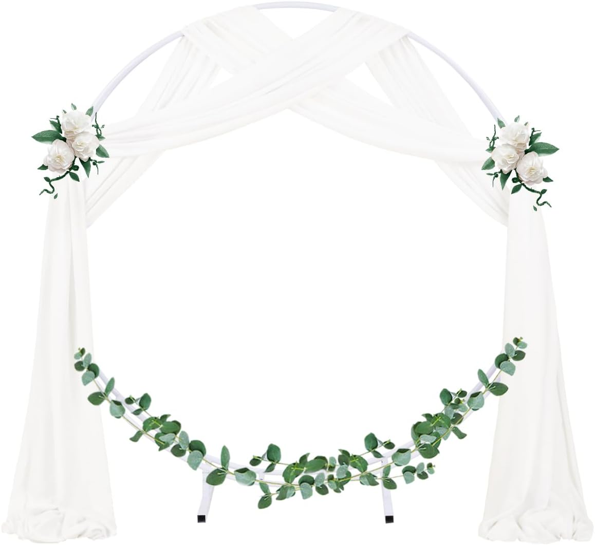 Socomi Wedding Arch Draping Fabric 3 Panels 29" x 19Ft Ivory Sheer Chiffon Curtain Drapes 6 Yards for Wedding Ceremony Birthday Party Decoration