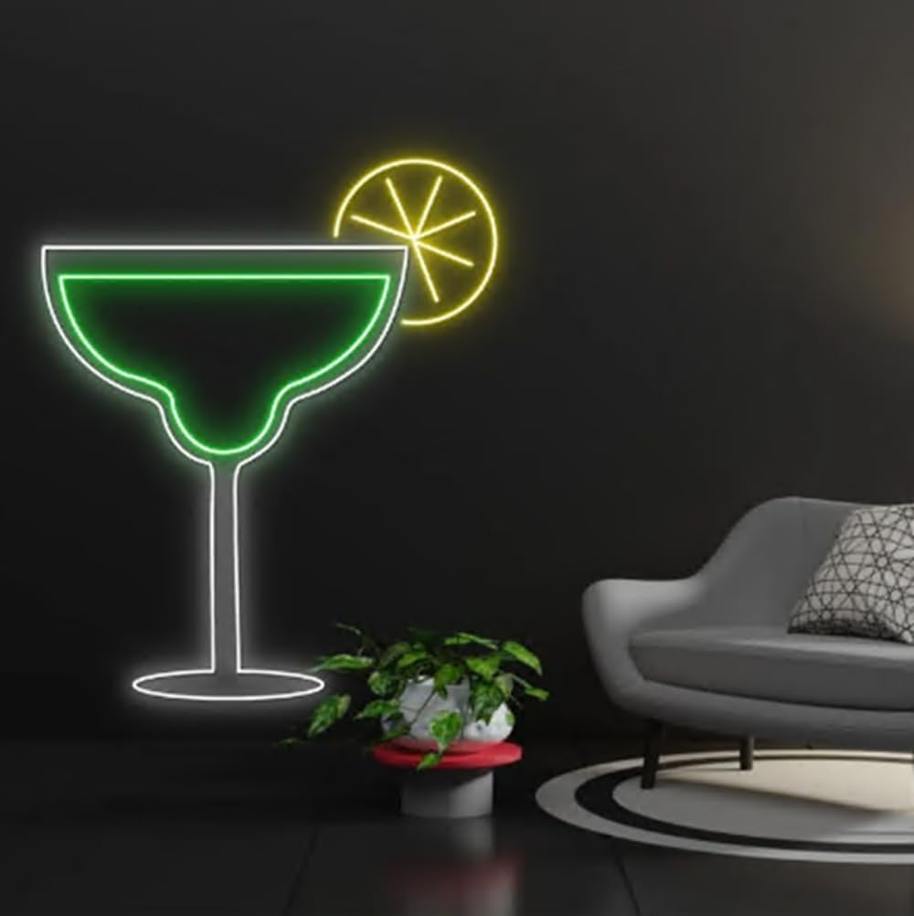 Margarita Cocktail Led Sign, Margaritas For My Senoritas Led Lights, Margarita Cocktail Neon Sign, Bar Neon Sign Size:18inch