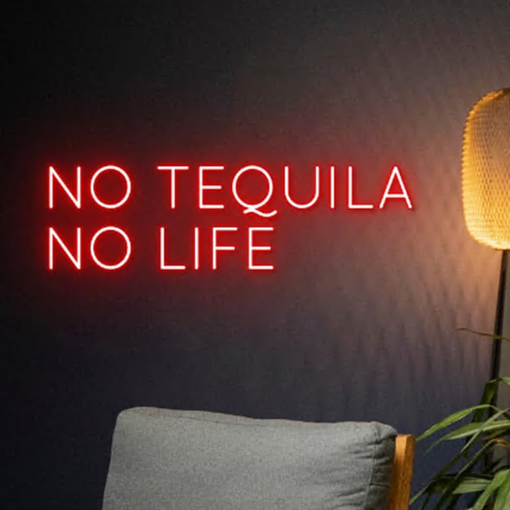 No Tequila No Life Neon Sign, No Tequila No Life Led Light, Tequila Led Sign, Tequila Neon Light, Wine Bar Room Wall Decor, Club Neon Light Size:18inch