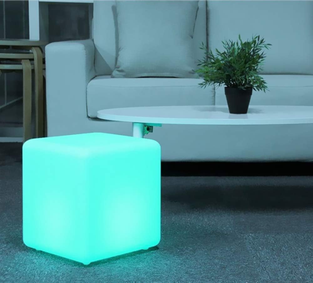 Mr.Go 12-inch Rechargeable Magic LED Light Cube Stool with Remote Control Fun Mood Lamp Soothing Night Light Decorative Lighting for Home Kids Bedside Bedroom Nightstand Nursery Pool Party