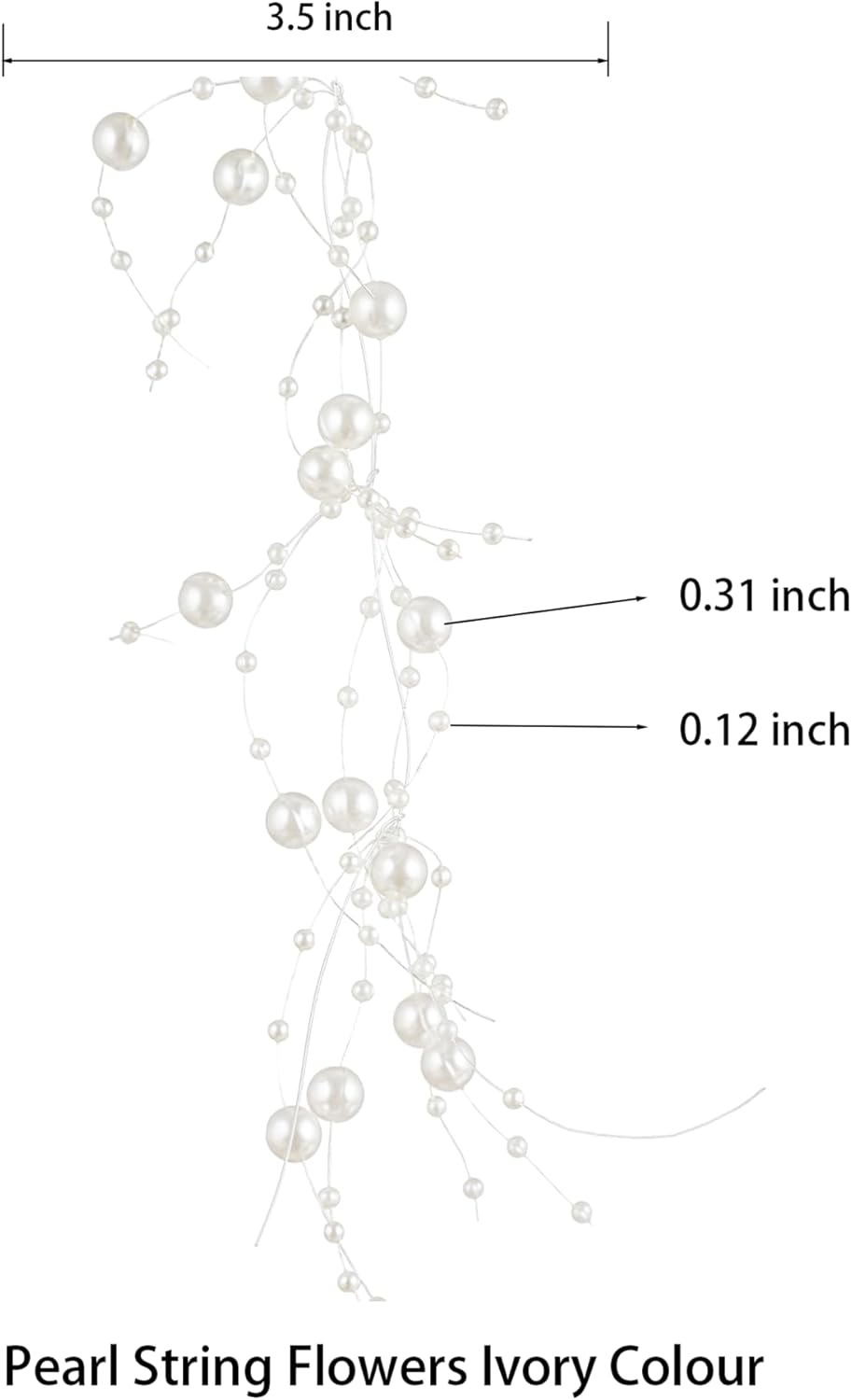 13Feet Pearl String Spool Roll for Floating Candles Faux Pearls Strands Garland for Vase Filler Wedding Centerpiece Christmas Table Decor (Ivory)