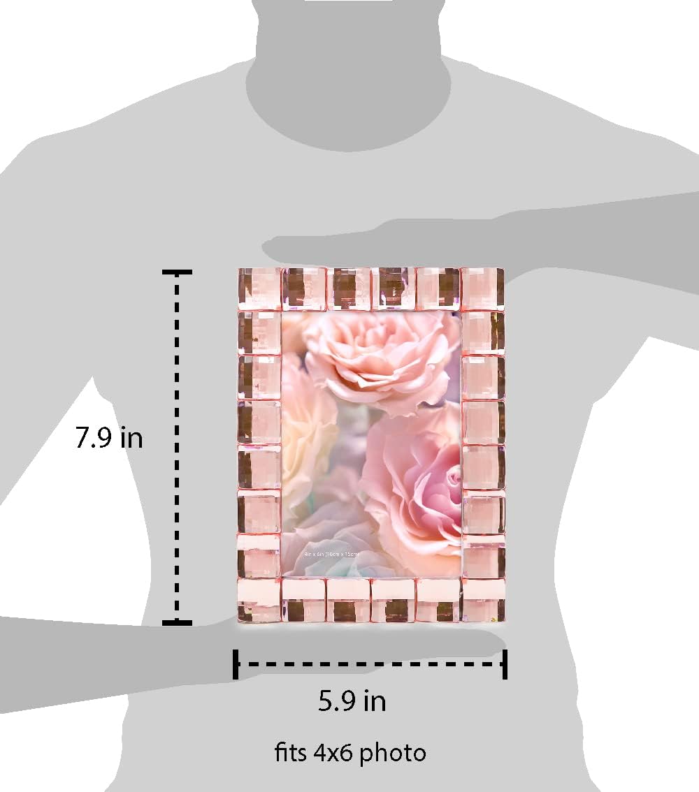 Isaac Jacobs Decorative Sparkling Jewel Picture Frame, Photo Display & Home Décor (4x6, Blush)