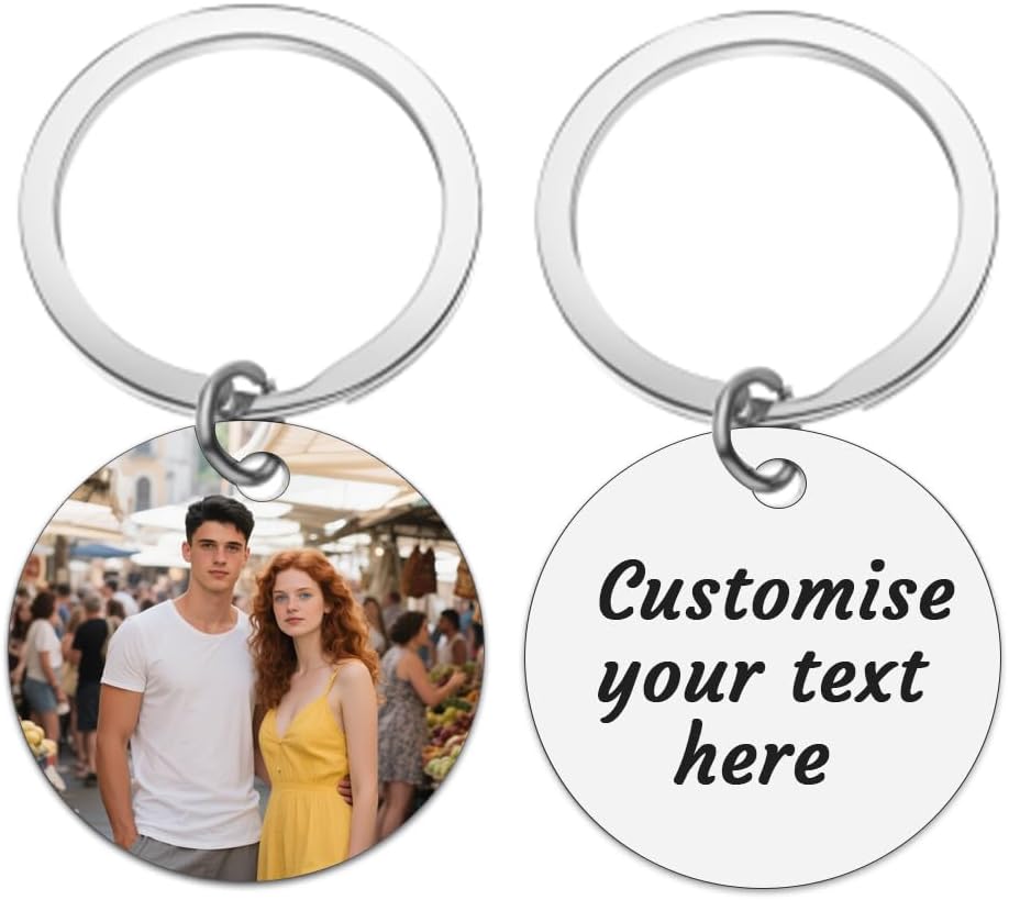 Personalised Keyring with Custom Photo & Text - Gift for Mum, Dad, Him, Her, Grandparents, Family