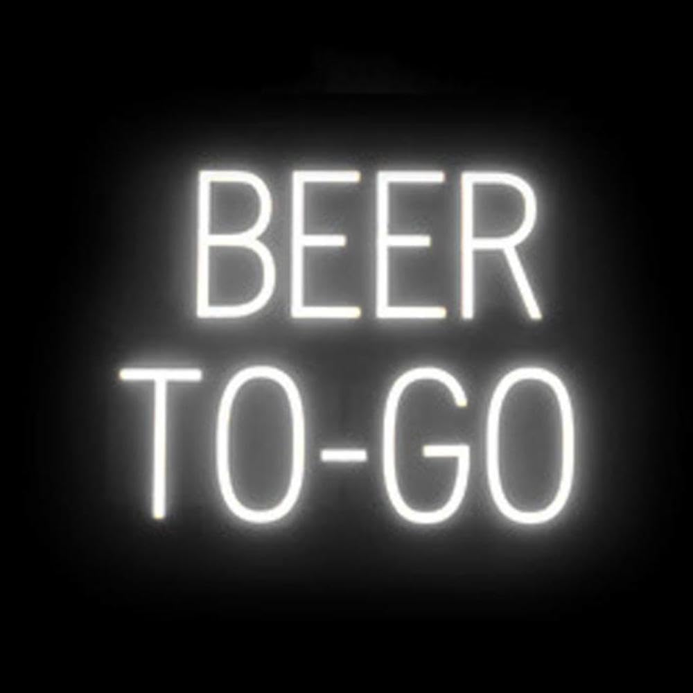 SpellBrite BEER TO-GO Sign | Beer-Related Sign with Neon Look, White LED Light Source | 19.8" x 15.0"