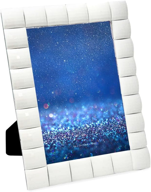 Isaac Jacobs Decorative Sparkling Jewel Picture Frame, Photo Display & Home Décor (5x7, White)