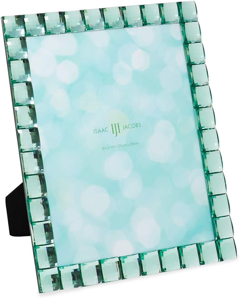 Isaac Jacobs Decorative Sparkling Light Green Jewel Picture Frame, Photo Display & Home Décor (8x10, Light Green)