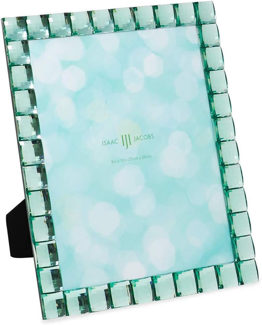 Isaac Jacobs Decorative Sparkling Light Green Jewel Picture Frame, Photo Display & Home Décor (8x10, Light Green)