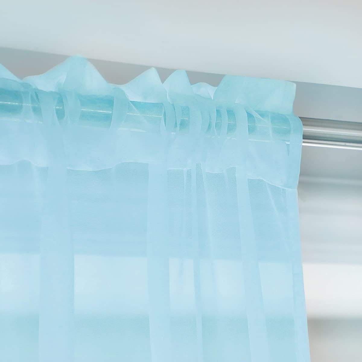 Window Lake Blue Sheer Curtains 60 Inches Width 45 Inches Long 2 Panels Sheer Curtain Clear Curtains Basic Rod Pocket Panel for Home Living Room Bedroom Kids Room Yard Patio Parlor Sliding