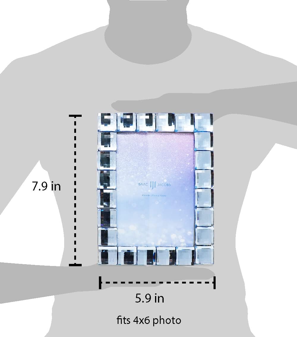 Isaac Jacobs Decorative Sparkling Light Blue Jewel Picture Frame, Photo Display & Home Décor (4x6, Light Blue)