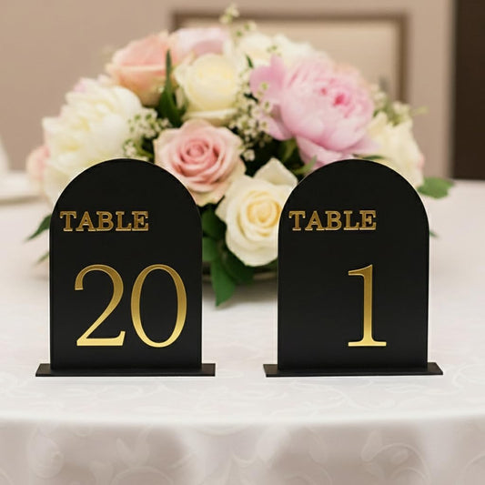 Arch Wedding Table Numbers 1-20 with Stands, 5" X 7" Double Sided Acrylic Wedding Sign Holders, Durable Non-Fading Table Number for Wedding Reception, Events, and Centerpieces