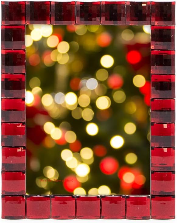Isaac Jacobs Decorative Sparkling Jewel Picture Frame, Photo Display & Home Décor (5x7, Dark Red)