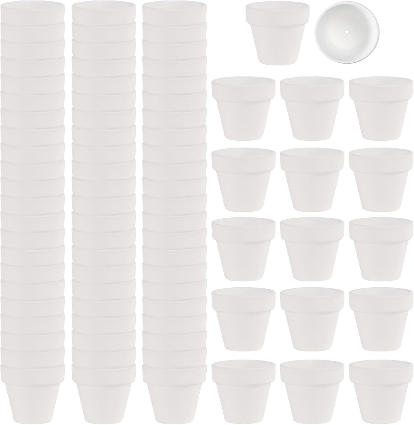 80 Pcs Small Mini White Clay Pots 2.1'' Terracotta Pot Clay Ceramic Pottery Planter Cactus Flower Pots Succulent Nursery Pots- Great for Window Boxes, Cactus, Plants, Crafts, Wedding Favors
