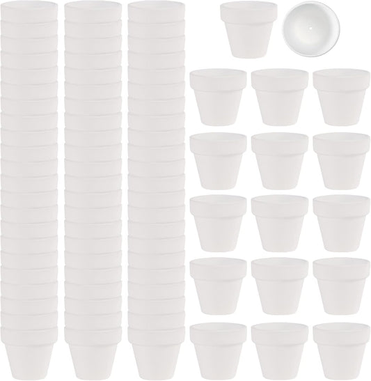 80 Pcs Small Mini White Clay Pots 2.1'' Terracotta Pot Clay Ceramic Pottery Planter Cactus Flower Pots Succulent Nursery Pots- Great for Window Boxes, Cactus, Plants, Crafts, Wedding Favors