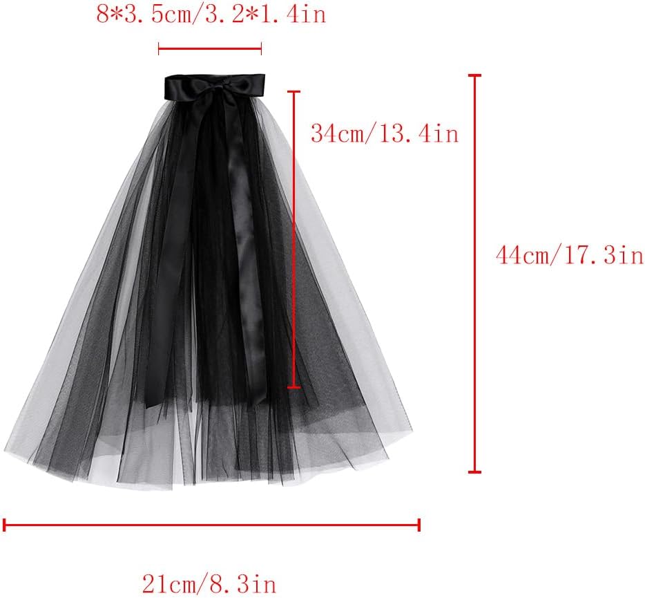 Ayliss Women Mesh Veils Black Bridal Birdcage Short Wedding Face Veil with Clip Tulle Gothic Bride Halloween Costume