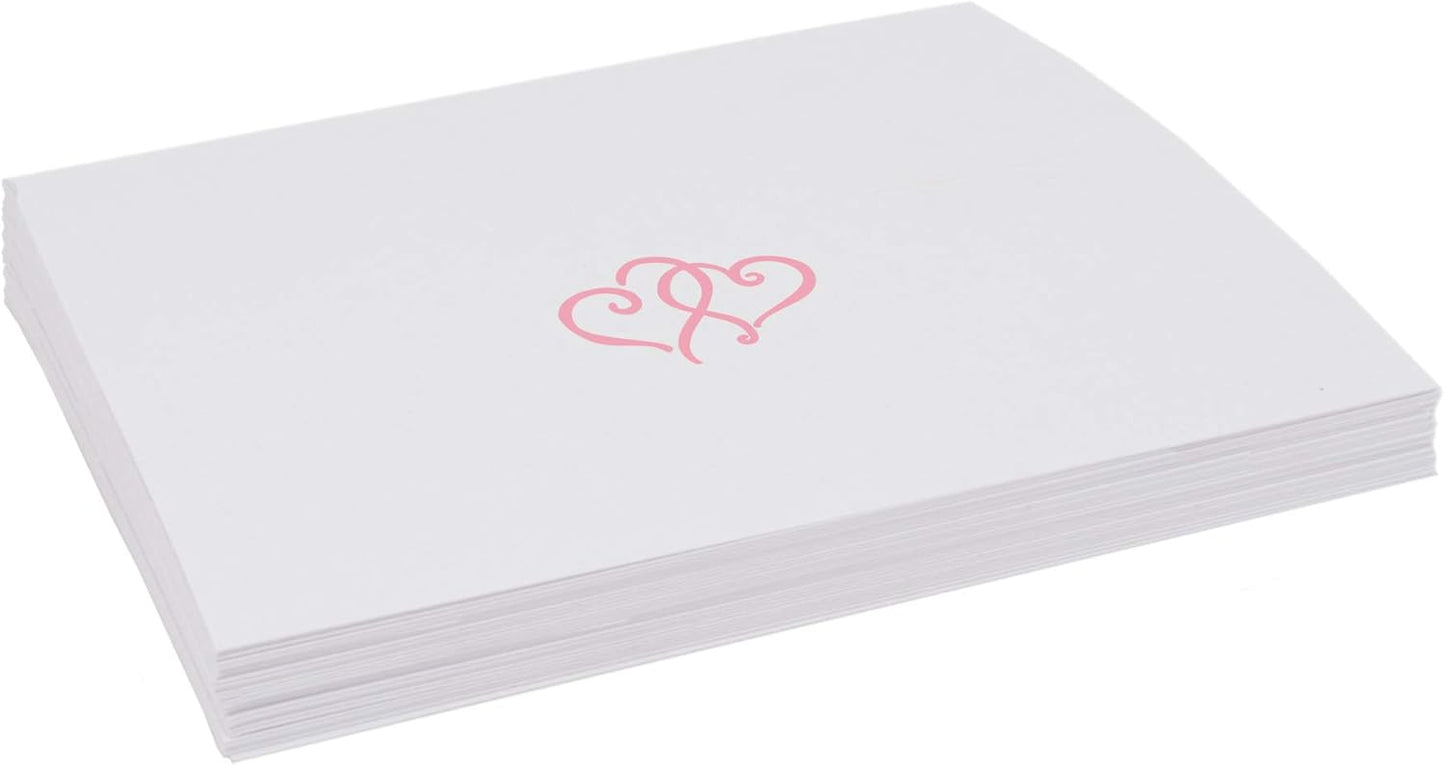 Linked Hearts Place Cards, Pink (Choose Color), Set of 60, Pre-cut and Scored - Wedding, Party, Dinner, and Special Events - Made in the USA