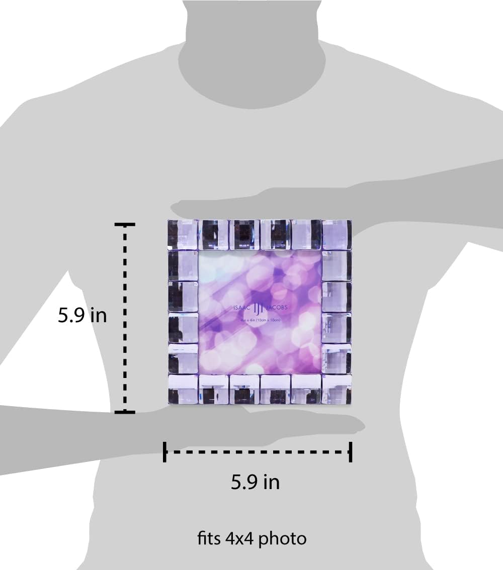 Isaac Jacobs Decorative Sparkling Light Purple Jewel Picture Frame, Photo Display & Home Décor (4x4, Light Purple)