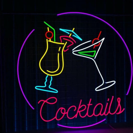 Open Cocktails Shop Neon Sign, Cocktails Bar Led Sign, Cocktail Bar Wall Decor, Bar Pub Wall Art, Cocktail Led Light Size:20inch