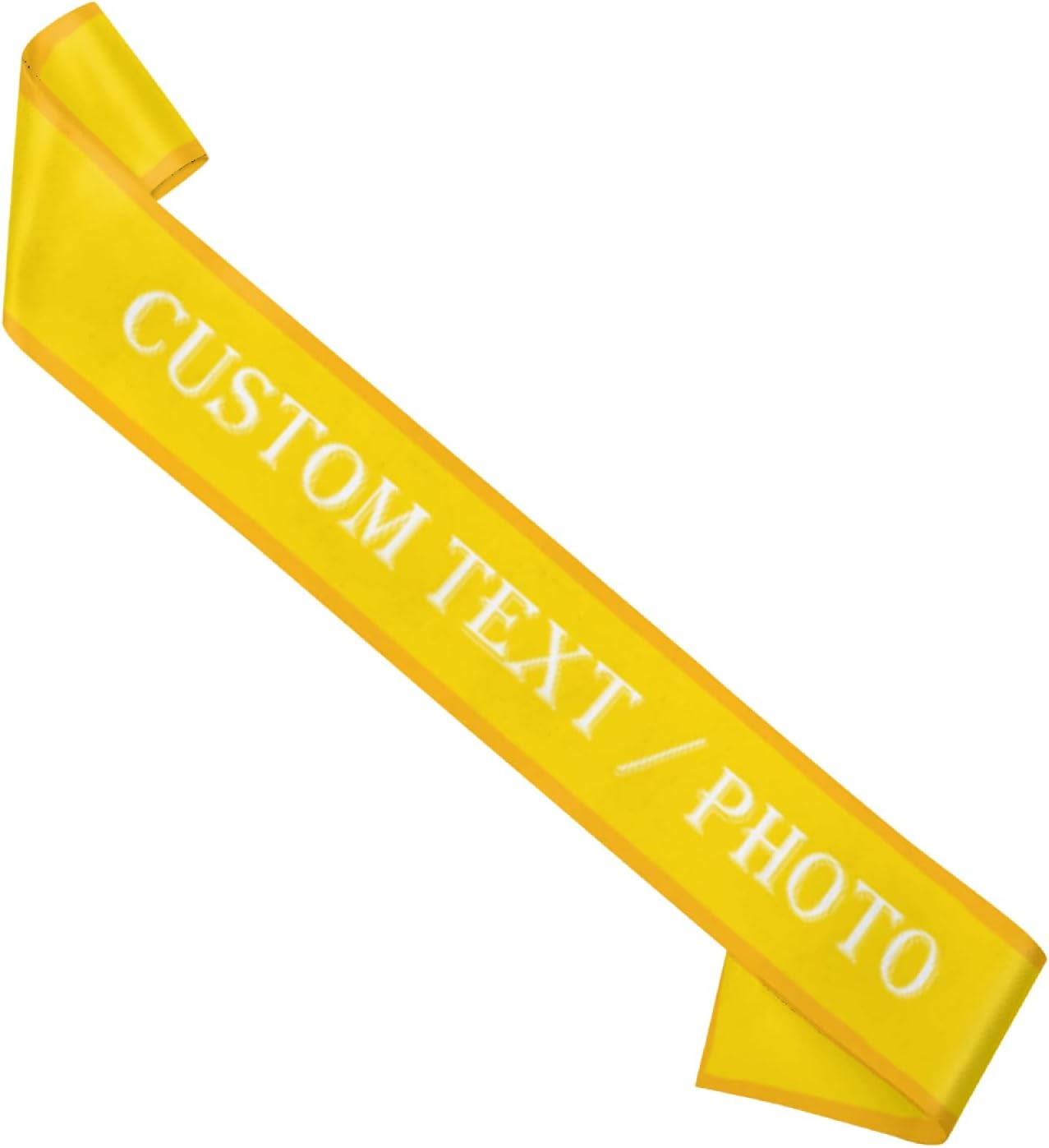 Custom Sash,Personalized Birthday Sash with Text Photo,Customized Bachelorette Sash Quote Sash Bride to Be Sash Color Optional (With decorative edge, Yellow)