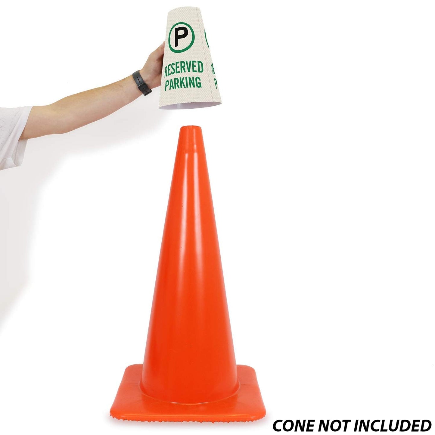 SmartSign “Reserved Parking” Bright Reflective Cone Message Sleeve, [Cone Not Included]