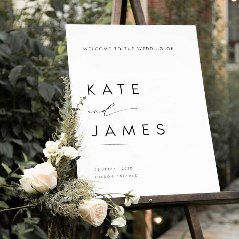 Minimalist Welcome Sign Template, Script Modern Wedding Signs, Large Size