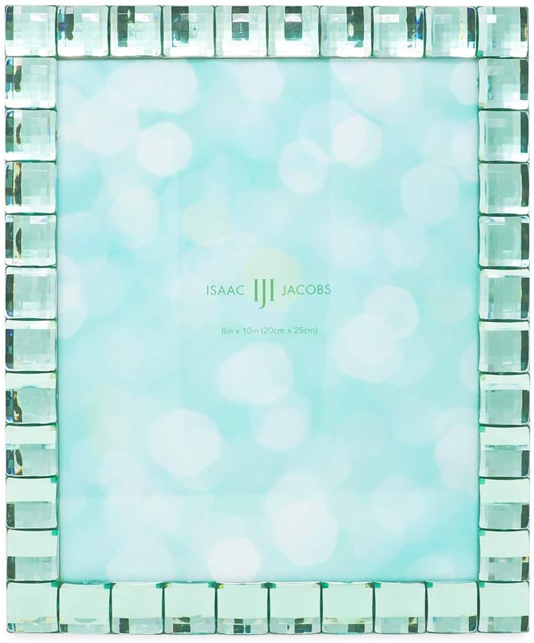 Isaac Jacobs Decorative Sparkling Light Green Jewel Picture Frame, Photo Display & Home Décor (8x10, Light Green)