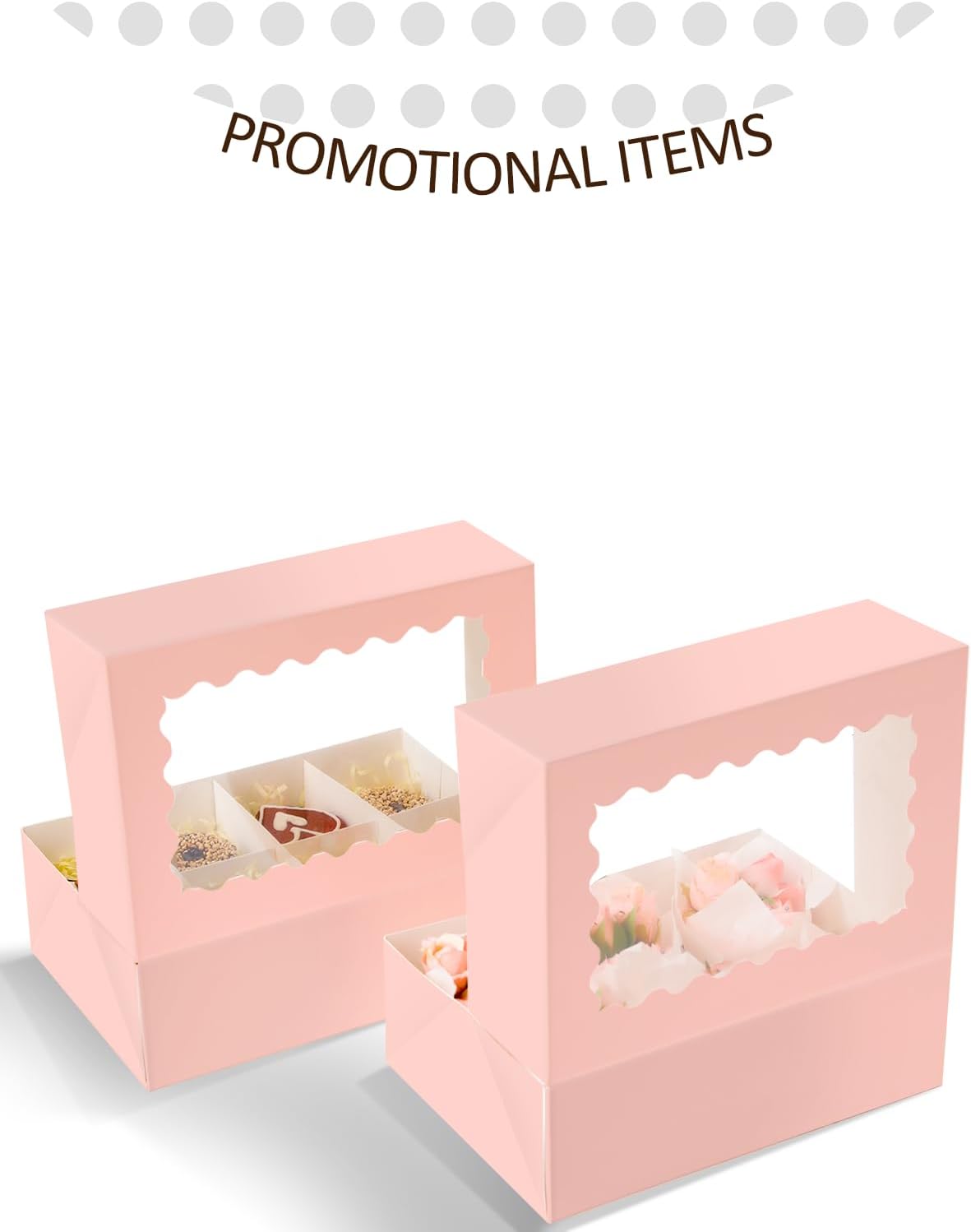 qiqee Pink Auto-pop up 6 Cupcake Boxes with Window 30 Packs Cupcake Box 9"x6.1"x3.3" Bakery Boxes For Cupcakes Carrier, Cupcake Containers